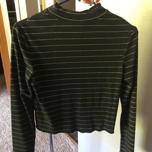 Black long sleeve with sparkly gold stripes